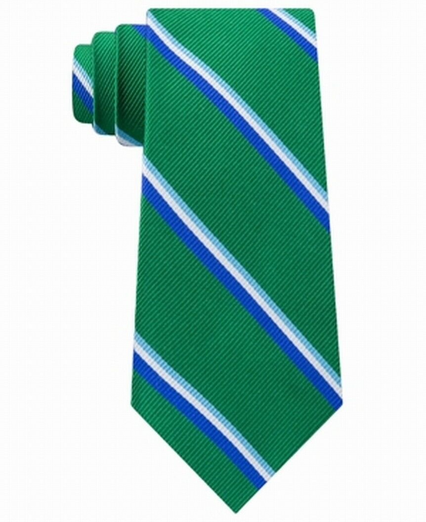 Gravata de seda listrada Tommy Hilfiger Bronx masculina, verde, tamanho regular