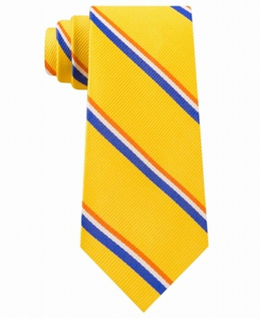 Gravata de seda listrada Tommy Hilfiger Bronx masculina, amarela, tamanho único