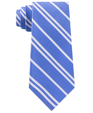 Gravata listrada Tommy Hilfiger Flatiron masculina, azul marinho, tamanho regular