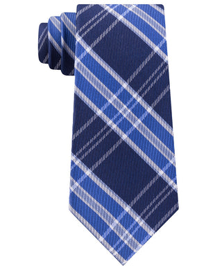 Gravata xadrez masculina Tommy Hilfiger Vincent azul marinho tamanho regular