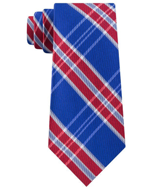 Gravata xadrez masculina Tommy Hilfiger Vincent azul-vermelha tamanho único