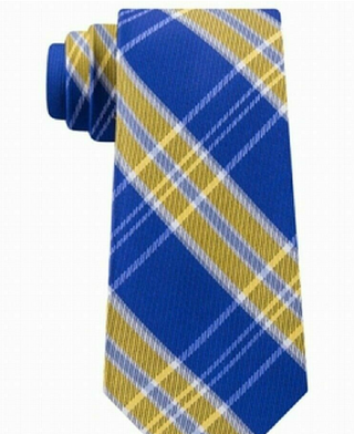 Gravata xadrez masculina Tommy Hilfiger Vincent azul-amarela tamanho único