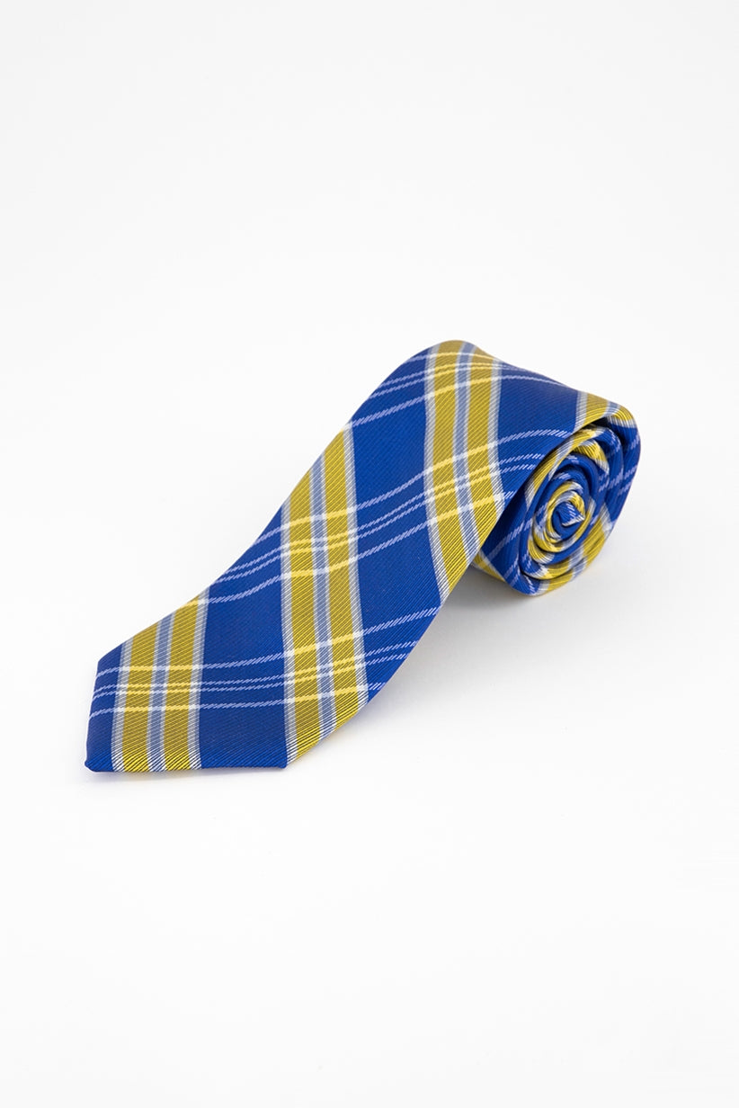 Gravata xadrez masculina Tommy Hilfiger Vincent azul-amarela tamanho único