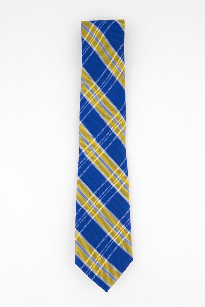 Gravata xadrez masculina Tommy Hilfiger Vincent azul-amarela tamanho único