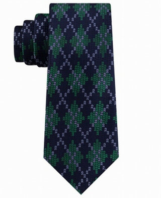 Gravata Tommy Hilfiger Masculina Classic Holiday Argyle de Seda Verde Tamanho Único