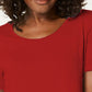 JM Colletion Top feminino com decote redondo, tamanho médio, vermelho