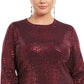 Vestido feminino plus size da B Darlin com lantejoulas e caimento justo, vermelho, tamanho 22
