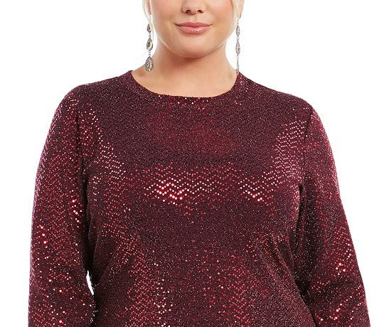 Vestido feminino plus size da B Darlin com lantejoulas e caimento justo, vermelho, tamanho 22