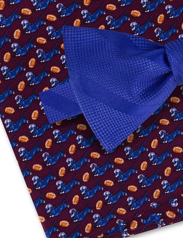 Conjunto de gravata borboleta pré-amarrada e lenço de bolso de seda Wiener masculino Tommy Hilfiger, tamanho regular, azul