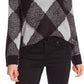 Suéter feminino Vince Camuto Fuzzy Argyle cinza tamanho X-G