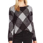 Suéter feminino Vince Camuto Fuzzy Argyle cinza tamanho X-G