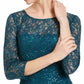 Vestido de renda com lantejoulas SL Fashions feminino, verde, tamanho 10