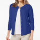 Karen Scott Cardigan Feminino Petite Gola Redonda Azul Tamanho P