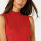 JM Collection Suéter feminino sem mangas com gola alta, vermelho, tamanho 2XL