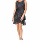 Vestido feminino metálico em camadas LSNY Fashions, preto, tamanho 14