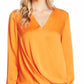 Blusa feminina Vince Camuto de cetim sintético laranja tamanho XS