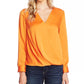 Blusa feminina Vince Camuto de cetim sintético laranja tamanho XS
