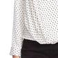 Blusa feminina Vince Camuto Fiesta Dot Wrap Front Manga Longa Cetim Martelado Branco Tamanho X-G