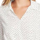 Vince Camuto Blusa feminina Ditsy Fragments manga comprida com cinto, branca, tamanho pequeno