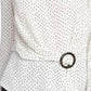 Vince Camuto Blusa feminina Ditsy Fragments manga comprida com cinto, branca, tamanho pequeno
