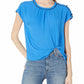 Vince Camuto Blusa feminina com botões e ombro de fora, azul escuro, tamanho médio