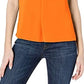 Blusa feminina Vince Camuto com franzido e gola amarrada, laranja, tamanho pequeno