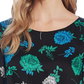 Vince Camuto Blusa feminina com estampa floral e bainha dobrável, preta, tamanho grande