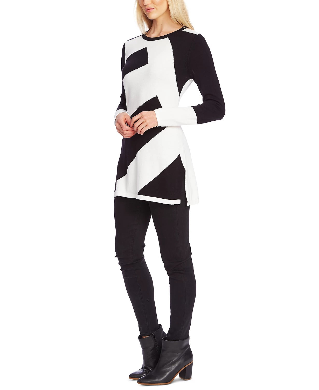 Suéter Vince Camuto Feminino com Blocos de Cores Diagonais Preto Tamanho X-G