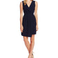 Vestido feminino Vince Camuto com decote sobrepeliz e bainha assimétrica, azul-marinho, tamanho 6