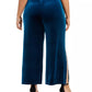 Calça de veludo plus size feminina MSK azul com detalhes, tamanho 2, extra grande