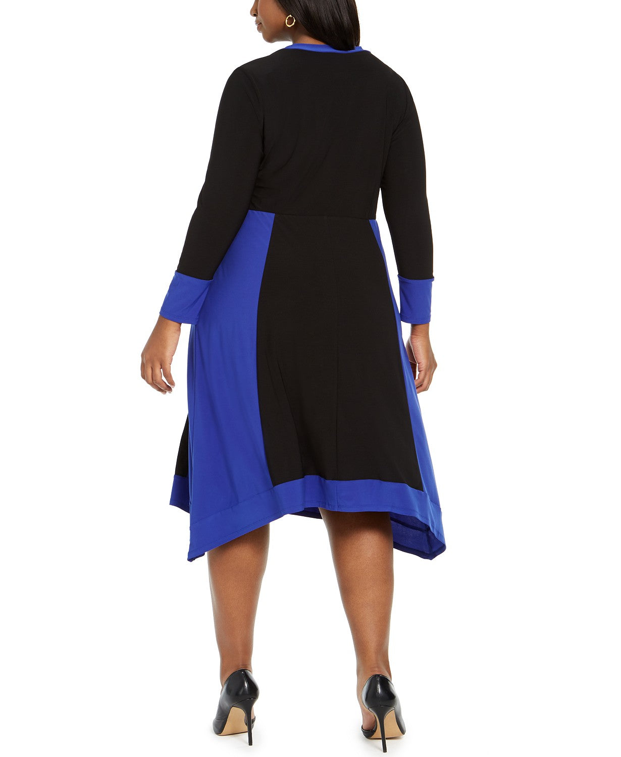 Vestido feminino plus size Love Squared com ilhós na cintura, tamanho 1X, azul