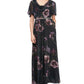 Vestido feminino LSNY Fashions com decote canoa, manga curta, cintura com contas, floral, azul marinho, tamanho 14P