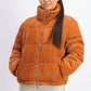 Coleção B Juniors' Cropped Velvet Puffer Coat Ocre Tamanho Médio