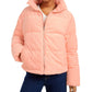 Collection B Junior's Cropped Corduroy Puffer Coat Pink Size Large