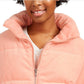 Coleção B Juniors' Cropped Velvet Puffer Coat Rosa Tamanho Grande