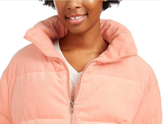 Coleção B Juniors' Cropped Velvet Puffer Coat Rosa Tamanho Grande