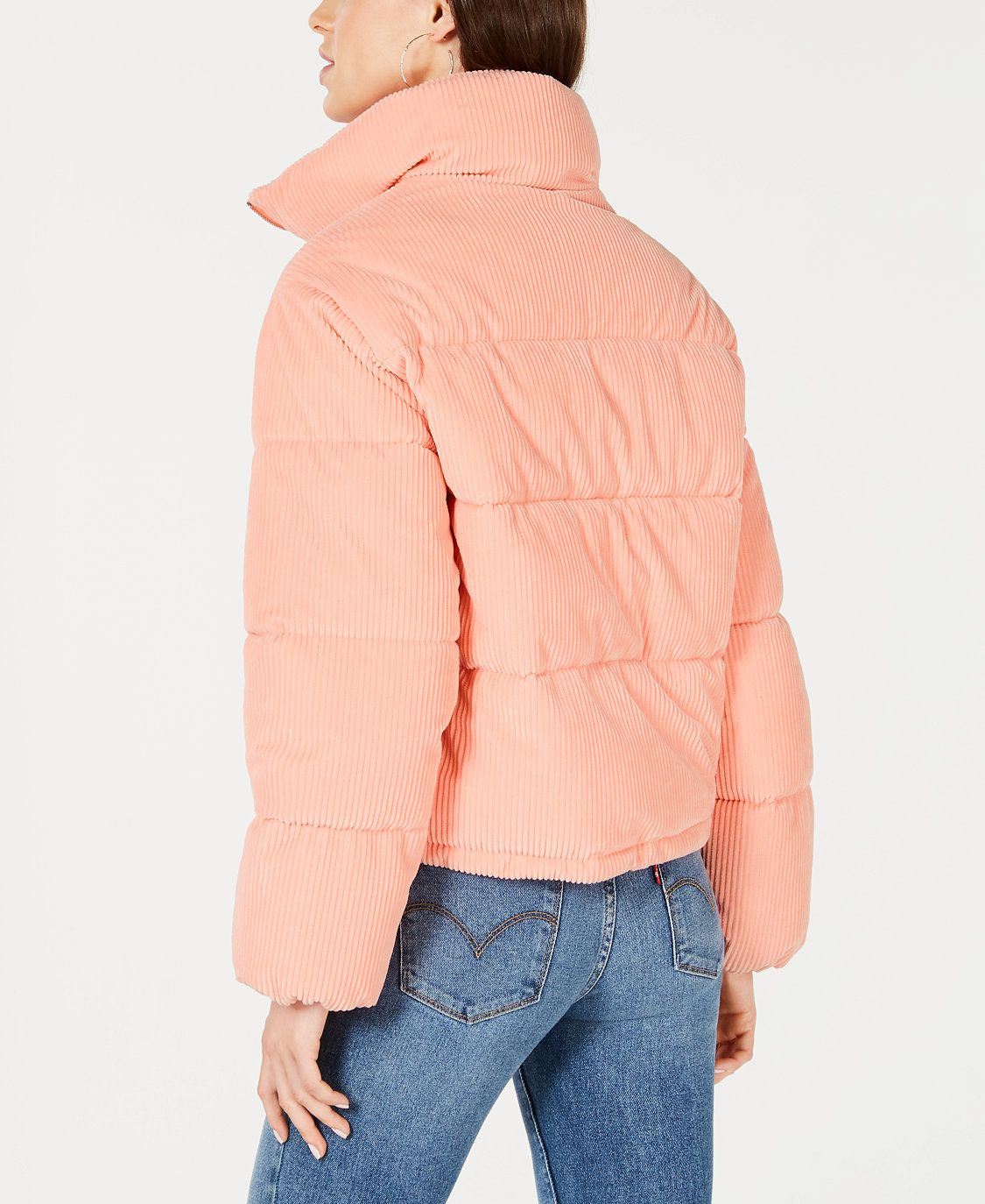 Coleção B Juniors' Cropped Velvet Puffer Coat Rosa Tamanho Extra Pequeno