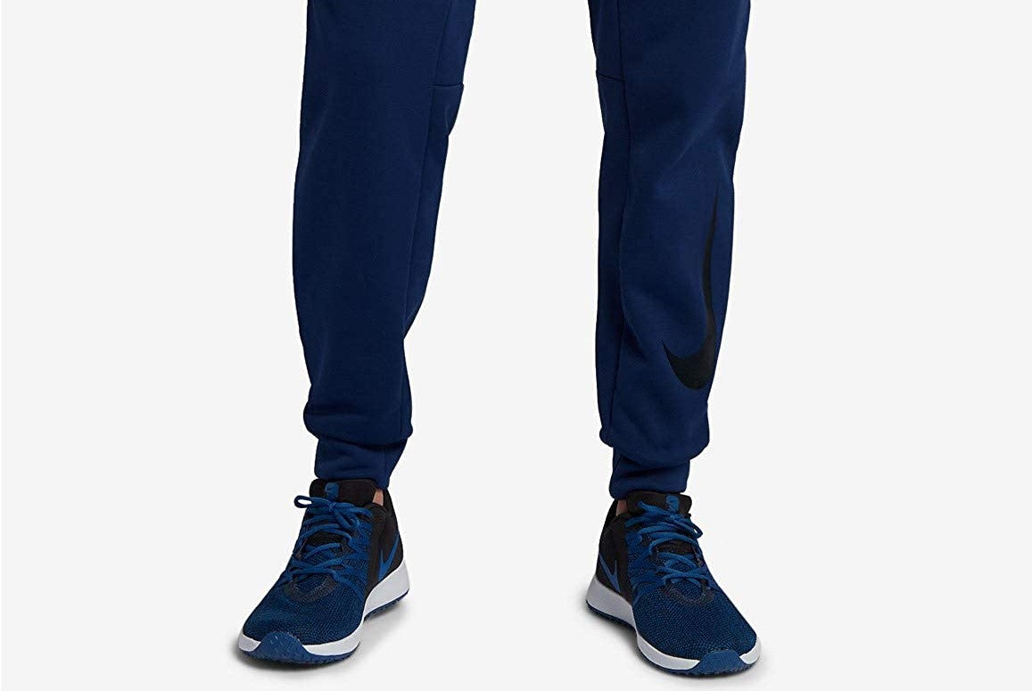 Calça de treino Nike Therma Tapered masculina, azul, tamanho pequeno