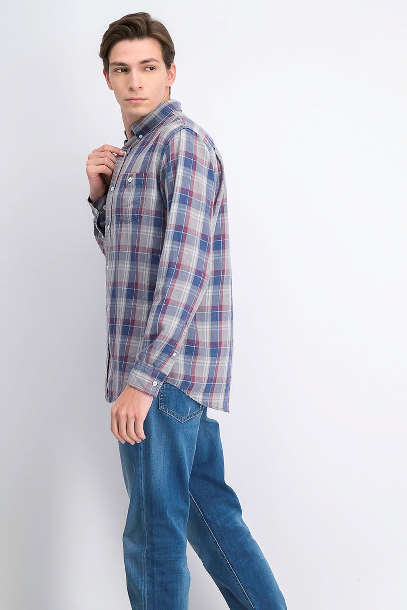 Suéter xadrez masculino à prova de intempéries, cinza, tamanho pequeno