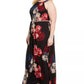 Vestido longo feminino plus size estampado com cintura de contas, preto, tamanho 18, da Sl Fashions