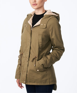 Collection B Juniors' Hooded Anorak Jacket  Brown Size Medium
