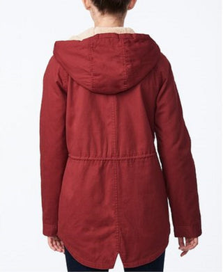 Collection B Juniors' Hooded Anorak Jacket Red Size Medium