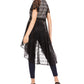 American Rag Juniors' Classic Lace High-Low Duster Top Preto Tamanho Médio