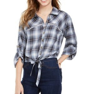 Top de crochê com amarração frontal, azul escuro, tamanho médio, da American Rag Juniors