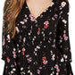 American Rag Juniors'' Blusa estampada com babados, preta, tamanho pequeno