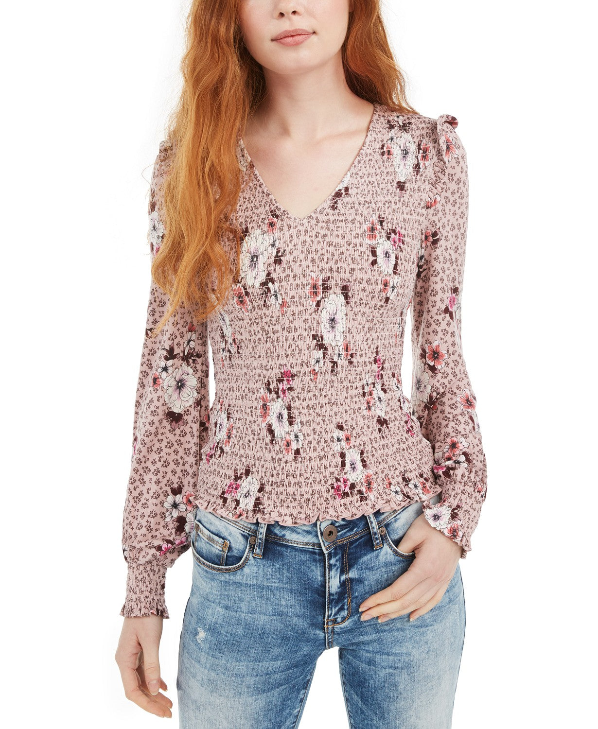 Blusa estampada American Rag Juniors, rosa, tamanho médio