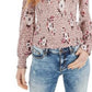 American Rag Juniors'' Blusa estampada com babados rosa brilhante tamanho pequeno