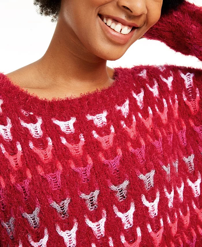 Suéter texturizado American Rag Juniors vermelho escuro tamanho grande