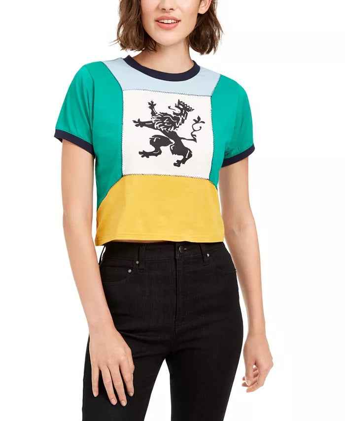 Camiseta feminina Artistix de algodão com estampa colorida, verde, tamanho grande