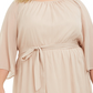 Vestido metálico plus size com amarração na cintura feminino City Studios, dourado, tamanho 2X